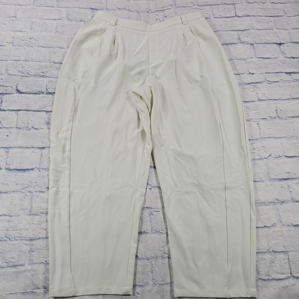 Halara Wide Leg Trousers Women XL Tall Cream High Waist Elastic Back Pants